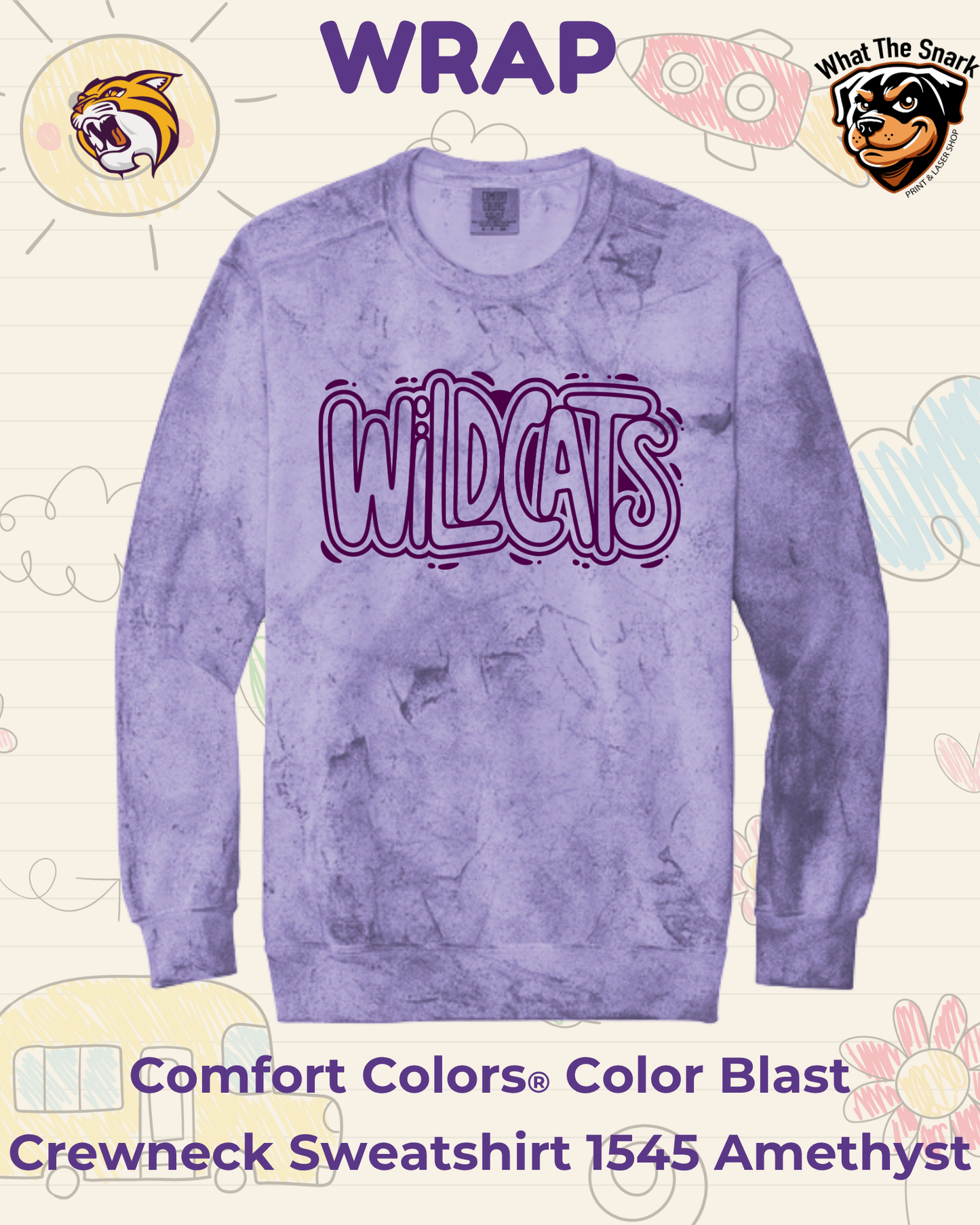 WRAP Wildcats Bubble Pop Crew Neck