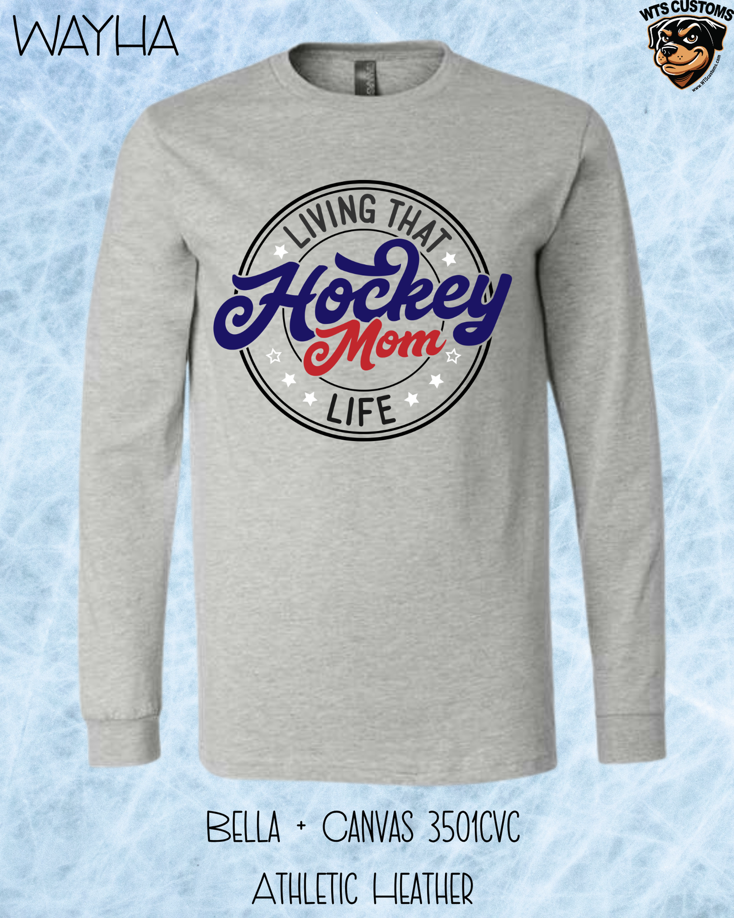 WAYHA Living the Hockey Mom Life Personalized Long Sleeve