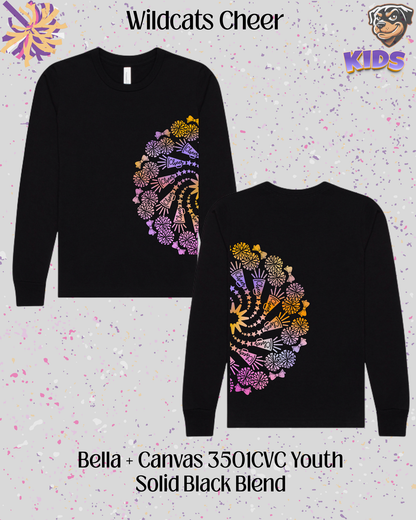 Wildcats Cheer Mandala Youth Long Sleeve