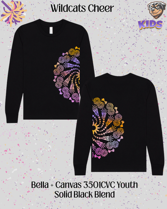 Wildcats Cheer Mandala Youth Long Sleeve
