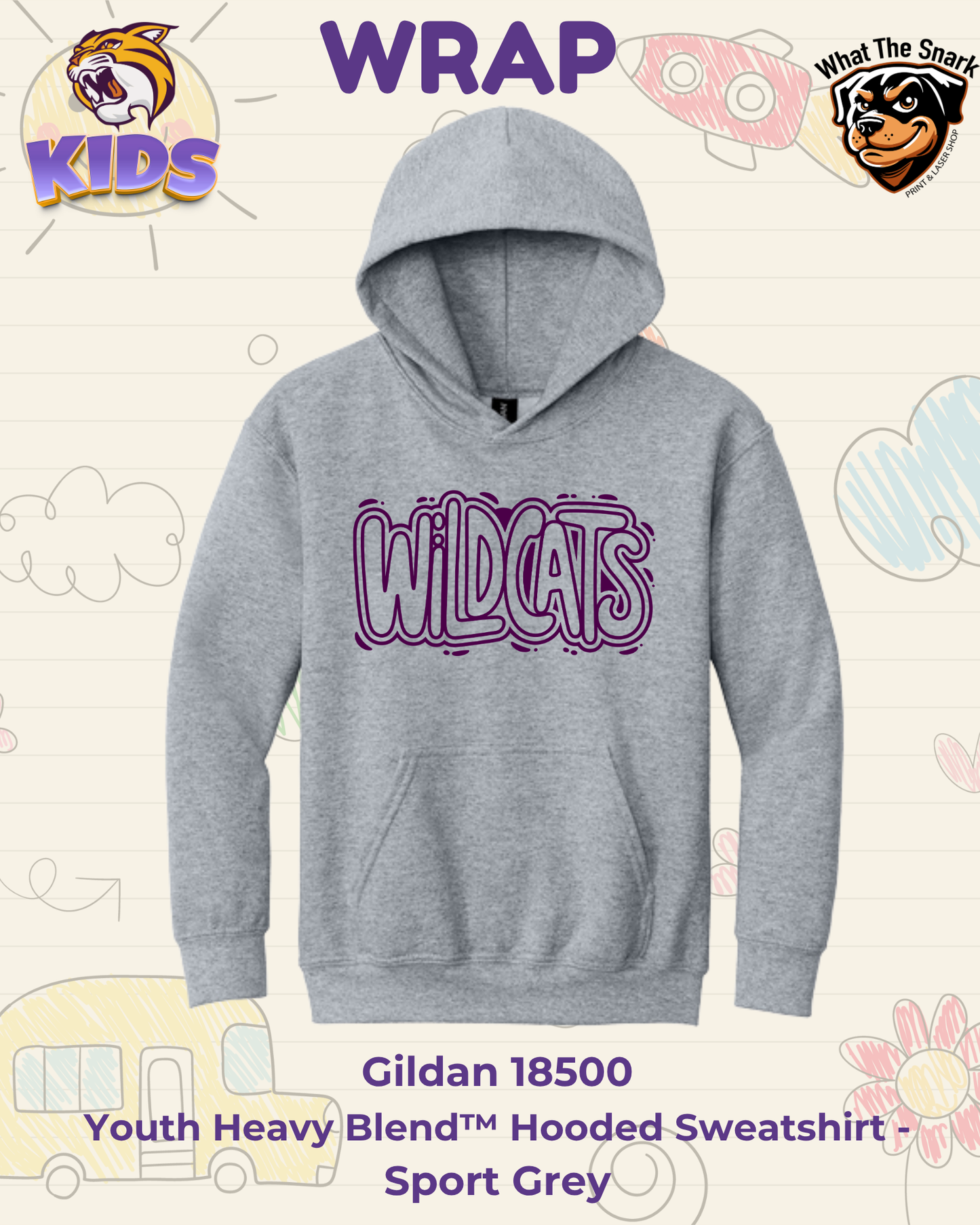 WRAP Wildcat Bubble Pop Youth Hoodie