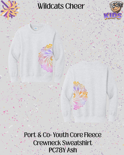 Wildcats Cheer Mandala Youth Crew Neck