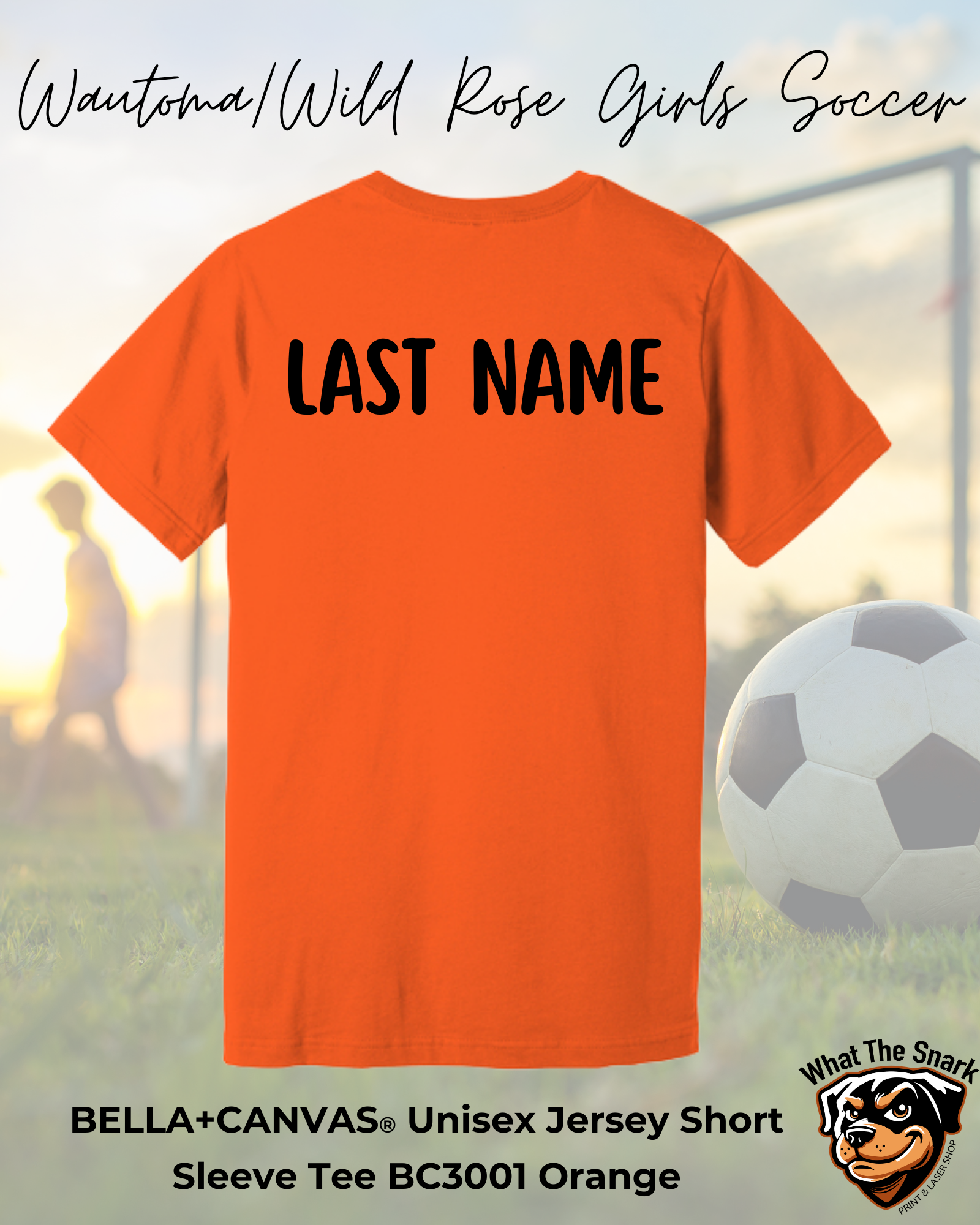 Youth Wautoma Wild Rose Girls Soccer Full Logo Bella+Canvas Tshirt