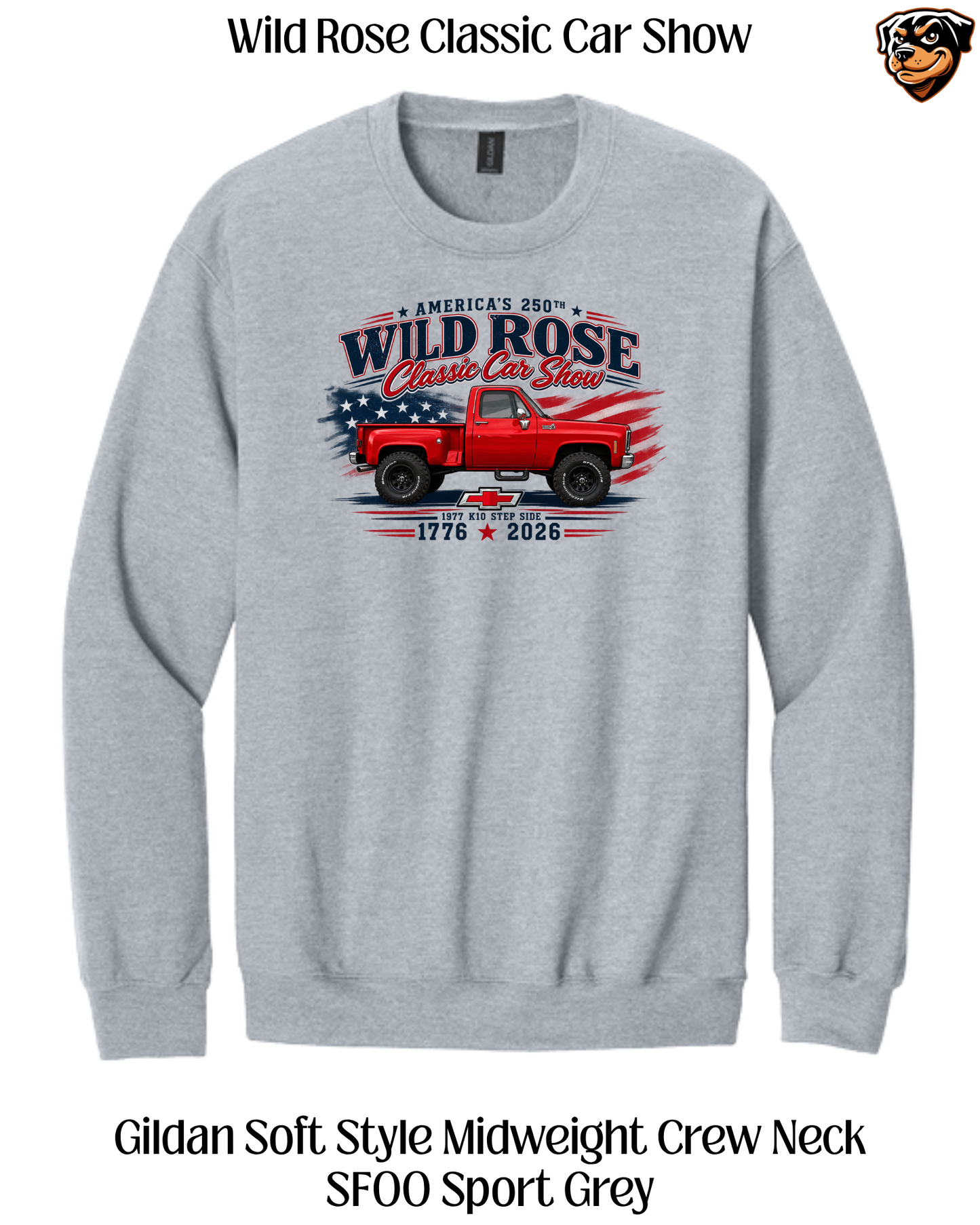 WR Classic Car Show Patriotic Pickup Crew Neck
