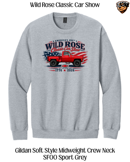 WR Classic Car Show Patriotic Pickup Crew Neck