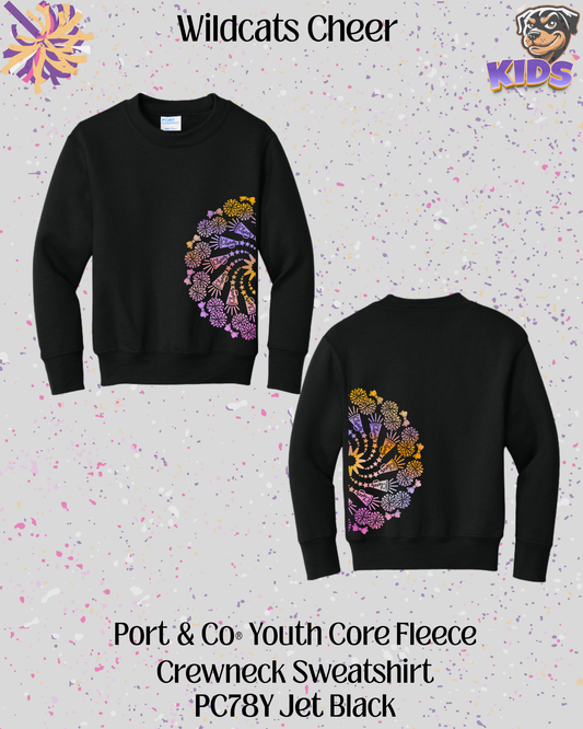 Wildcats Cheer Mandala Youth Crew Neck