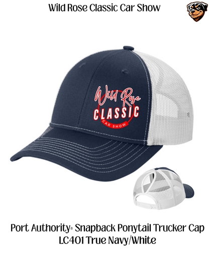 Wild Rose Classic Car Show Ponytail Snapback Trucker Cap