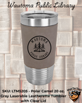 Wautoma Public Library Logo Leather Sleeve Tumbler