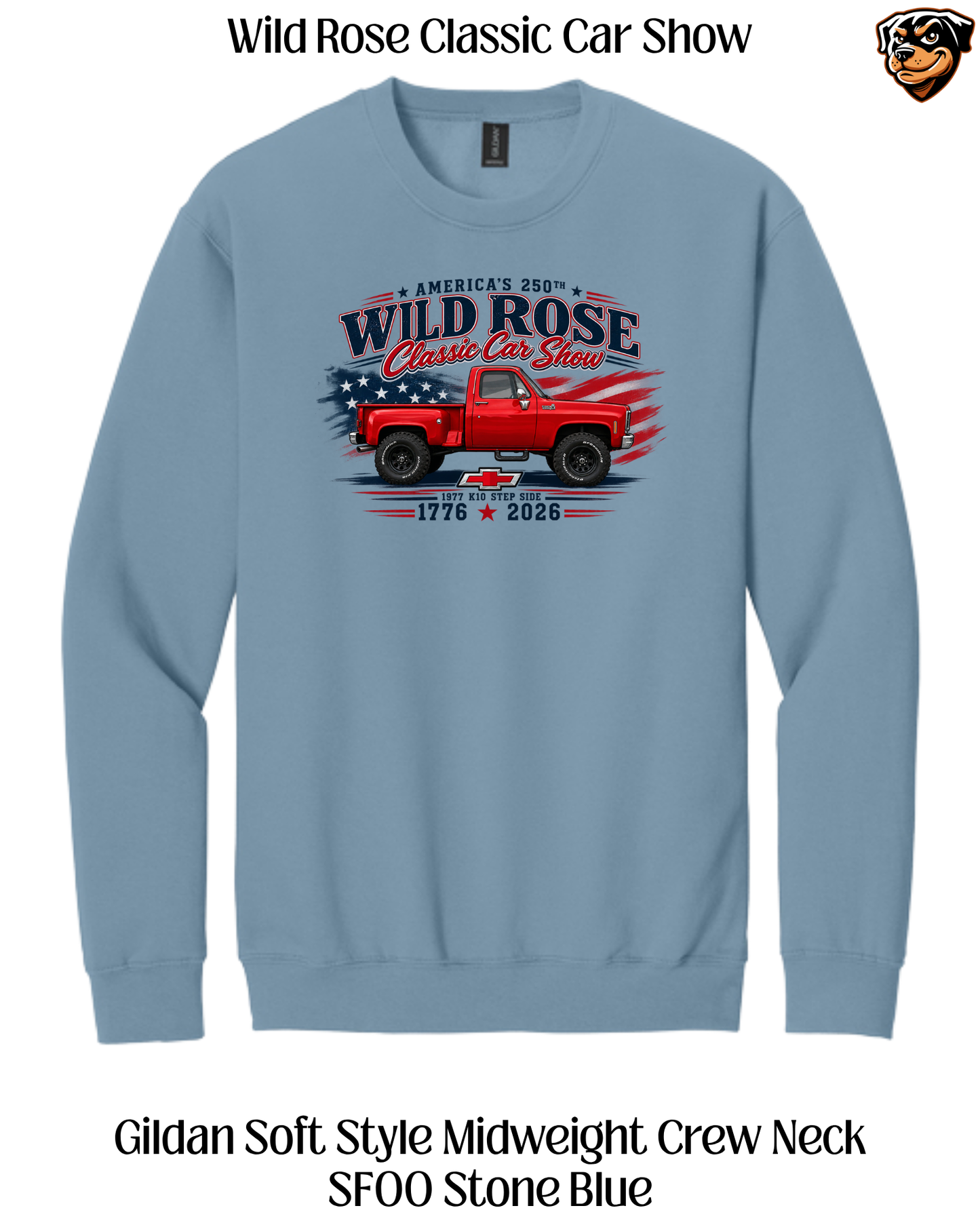 WR Classic Car Show Patriotic Pickup Crew Neck