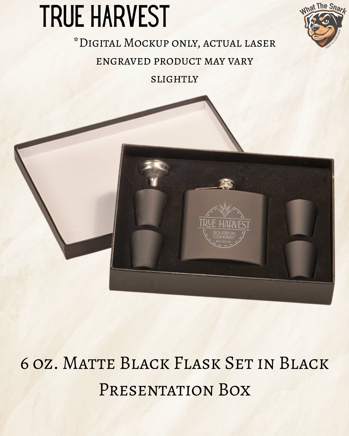 TH Matte Black Flask and Shot Glass Set