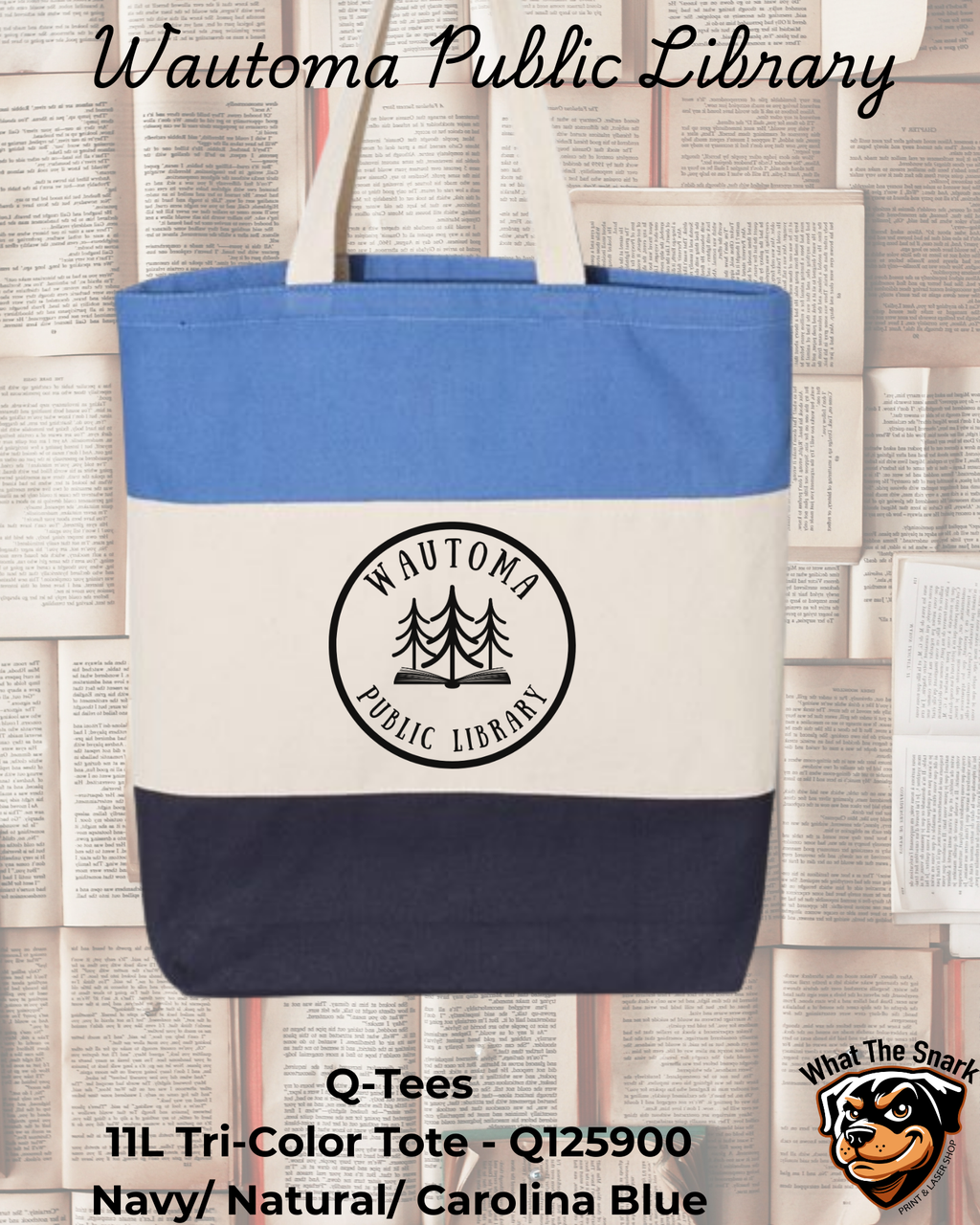 Wautoma Public Library Logo Tri Color Tote Bag