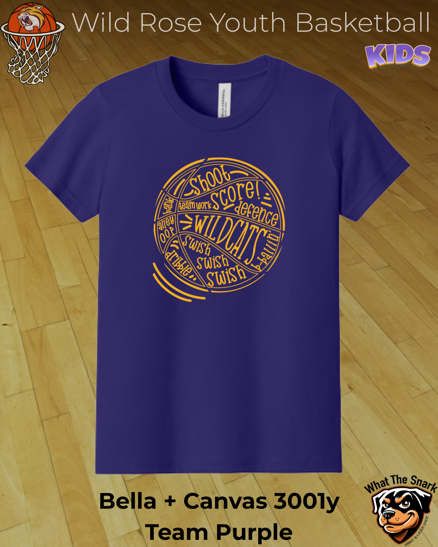 Wildcat Basketball Wordburst Youth Tee