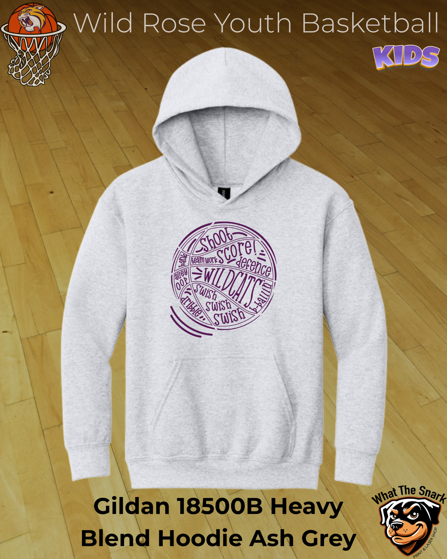 Wildcat Basketball Wordburst Youth Hoodie