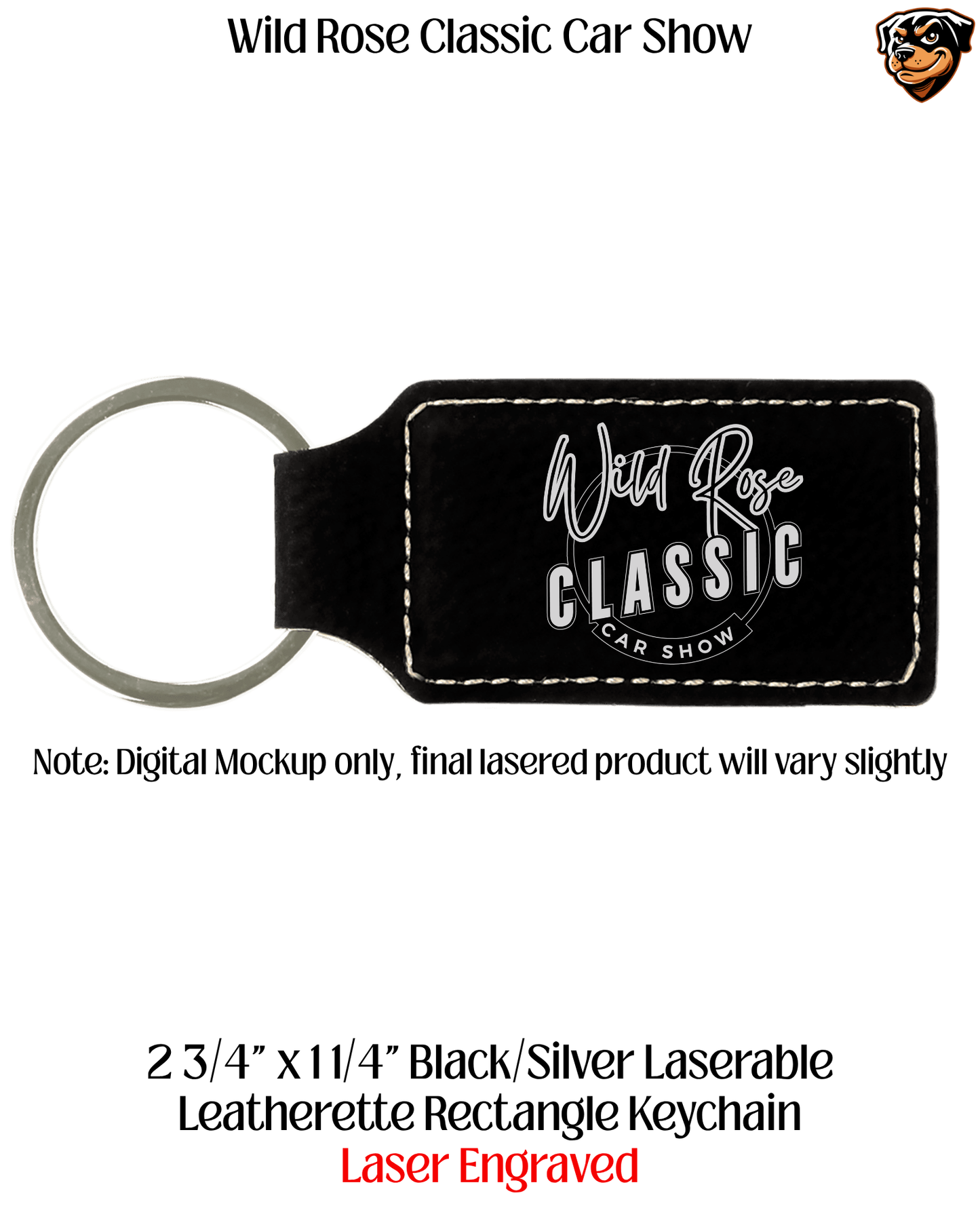 Wild Rose Classic Car Show Laser Engraved Leather Keychain