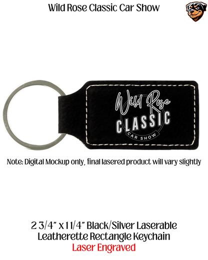 Wild Rose Classic Car Show Laser Engraved Leather Keychain