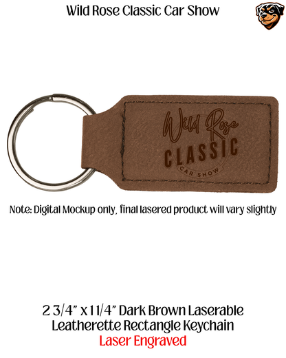 Wild Rose Classic Car Show Laser Engraved Leather Keychain