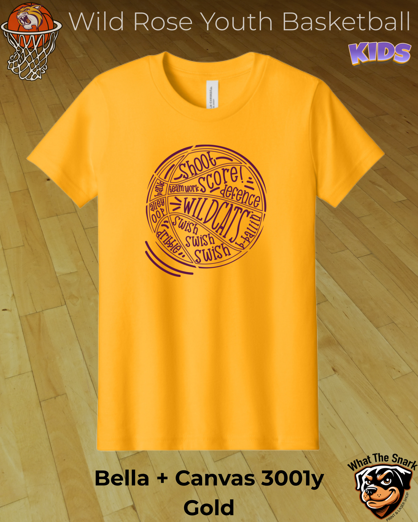 Wildcat Basketball Wordburst Youth Tee