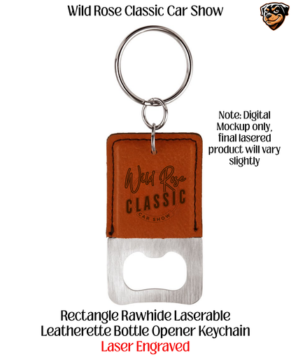 Wild Rose Car Show Laser Engraved Bottle Opener Keychain