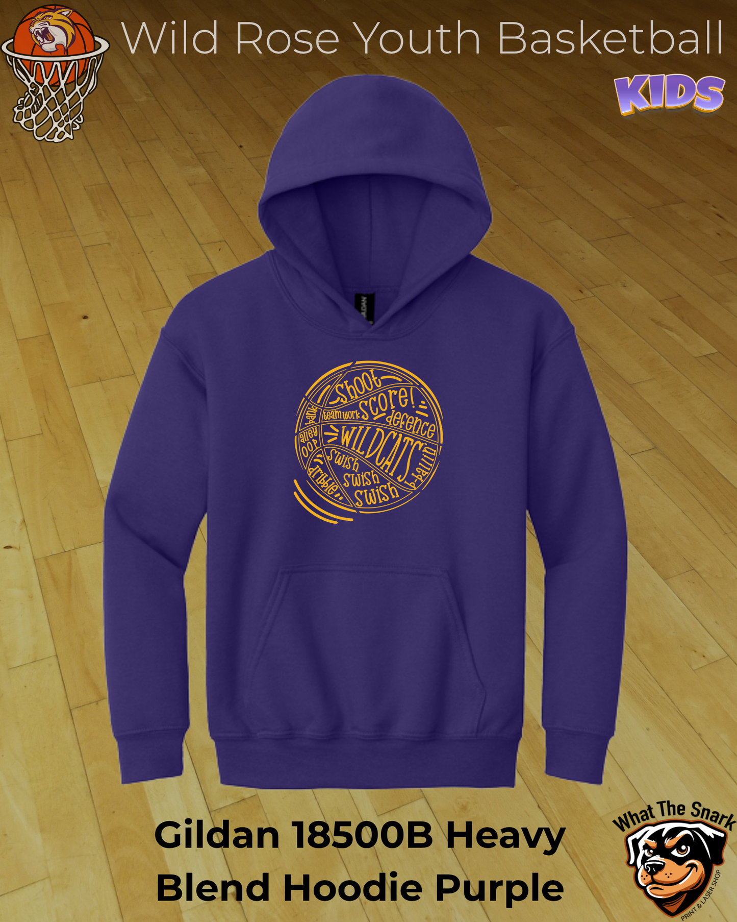 Wildcat Basketball Wordburst Youth Hoodie