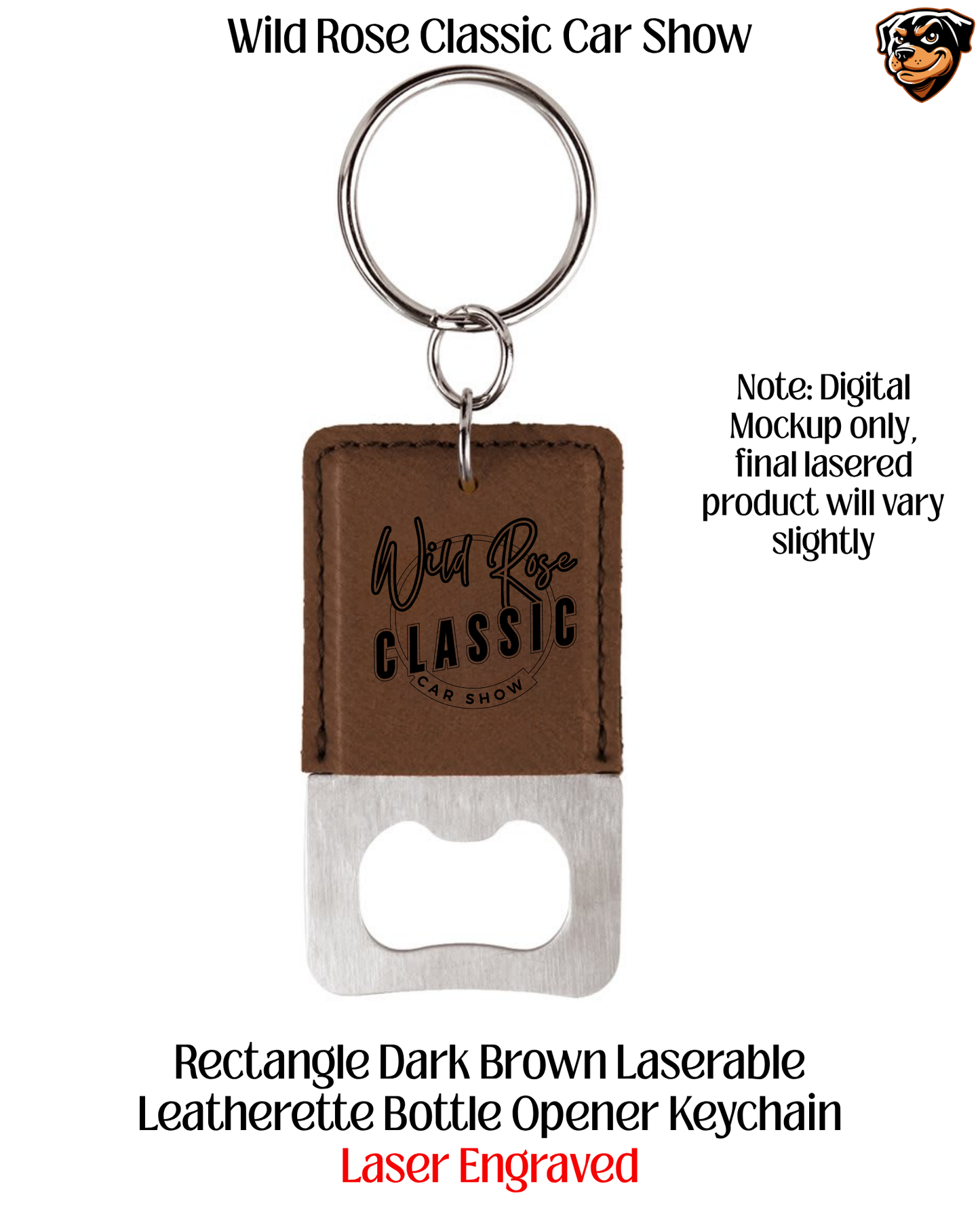 Wild Rose Car Show Laser Engraved Bottle Opener Keychain