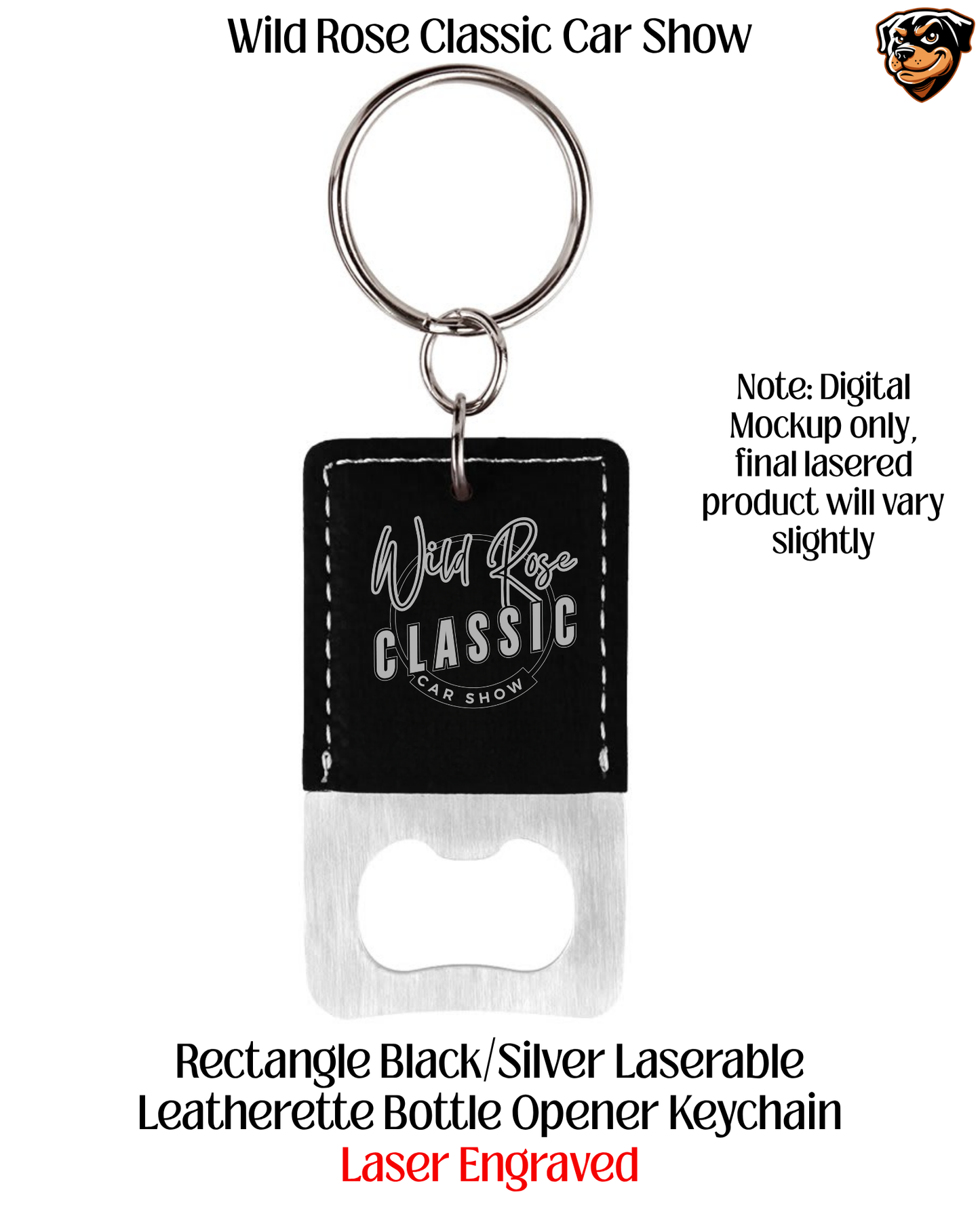 Wild Rose Car Show Laser Engraved Bottle Opener Keychain