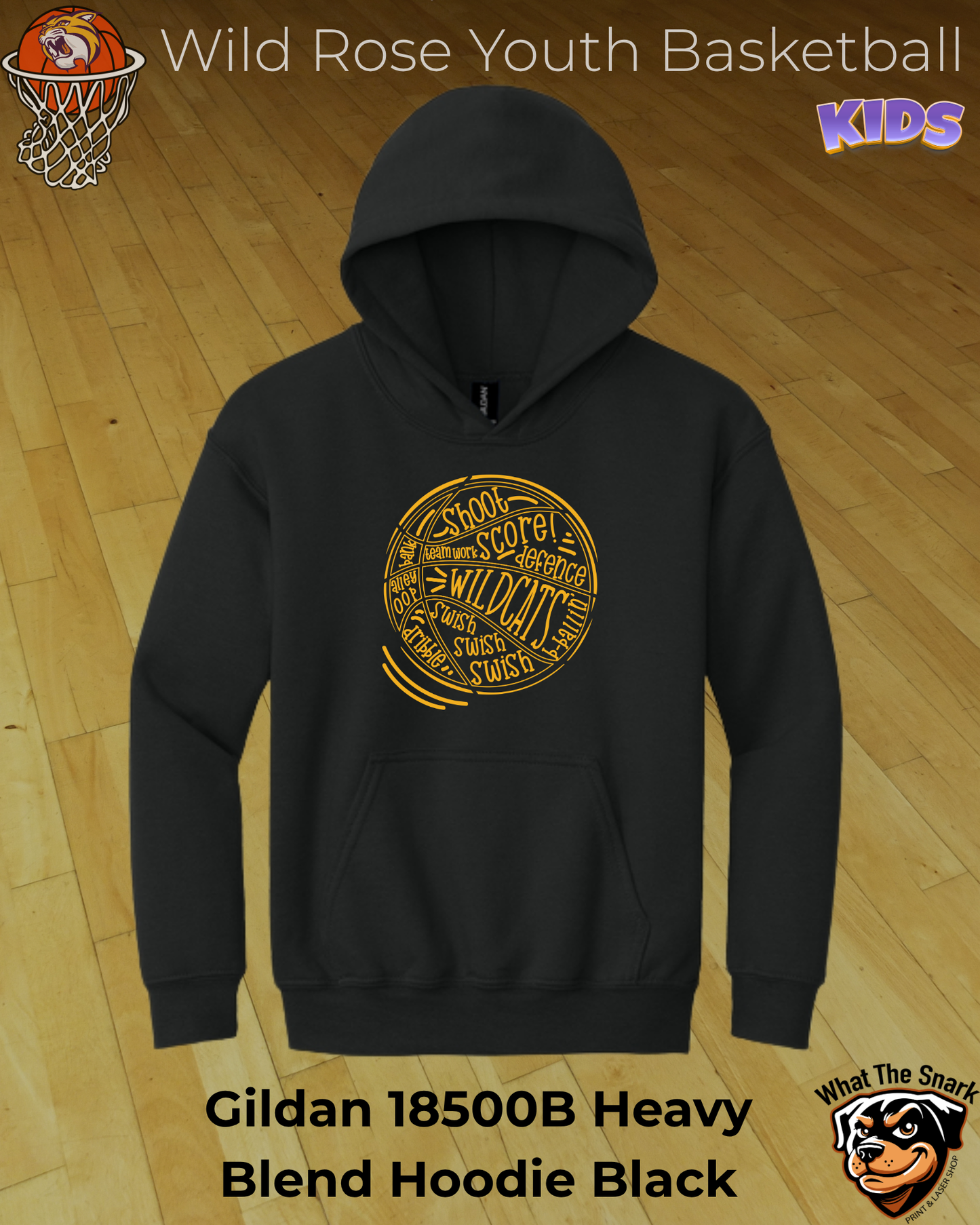 Wildcat Basketball Wordburst Youth Hoodie