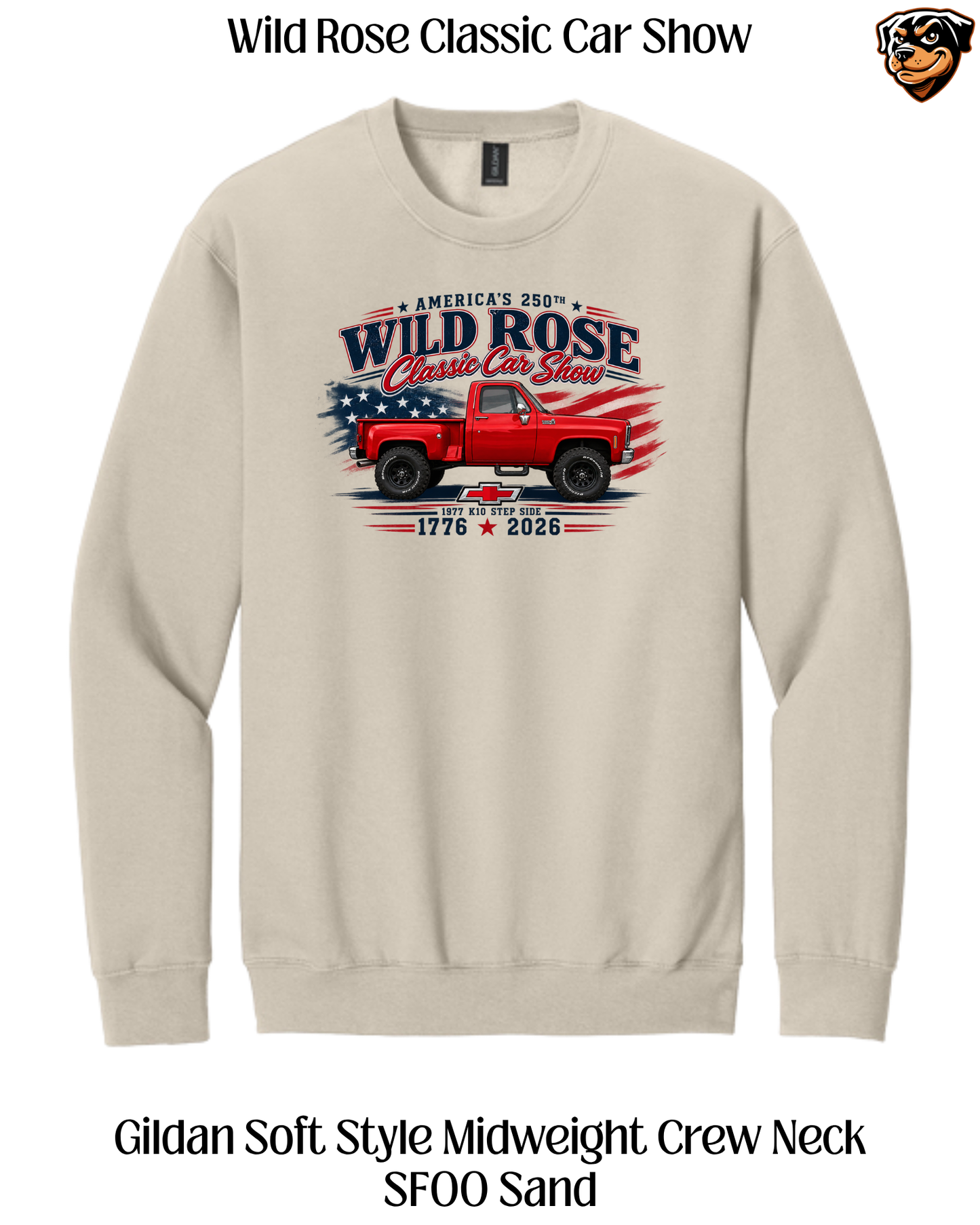 WR Classic Car Show Patriotic Pickup Crew Neck