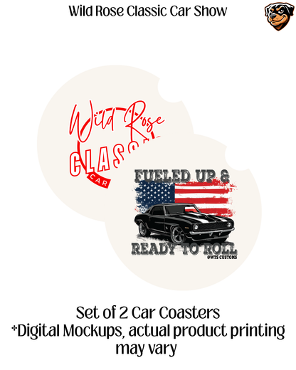 Wild Rose Classic Car Show Car Coasters set of 2