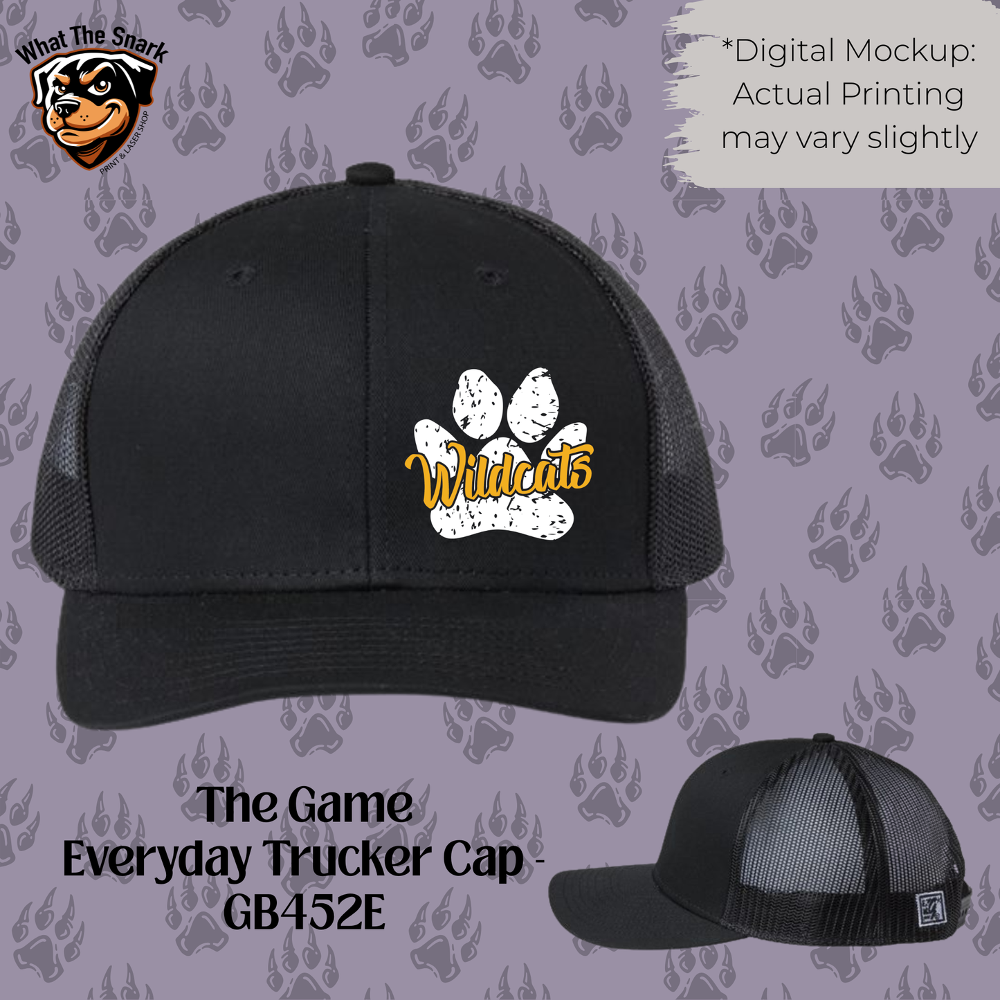Wildcats Grunge Paw Print Trucker Cap