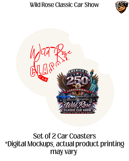 Wild Rose Classic Car Show Car Coasters set of 2