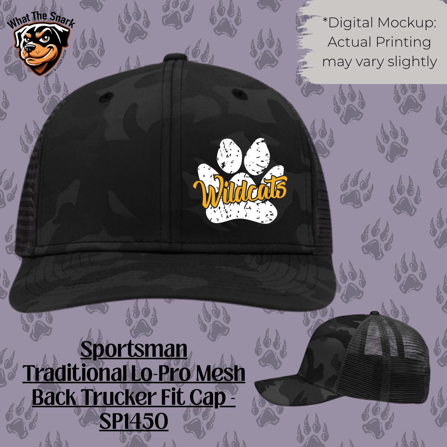 Wildcats Grunge Paw Print Trucker Cap