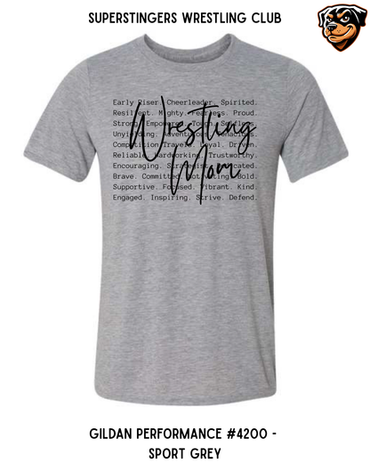 Super Stingers Wrestling Mom Core Values Performance Tee