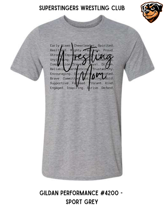 Super Stingers Wrestling Mom Core Values Performance Tee