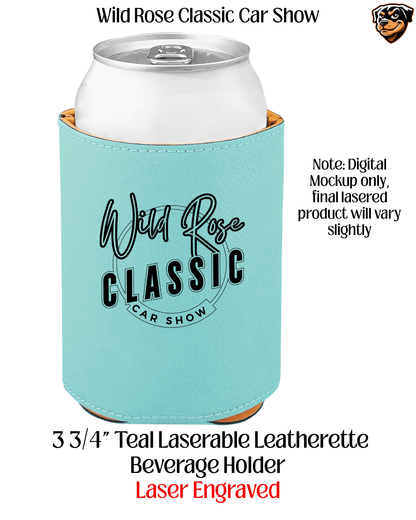 Wild Rose Classic Car Show Leatherette Koozie