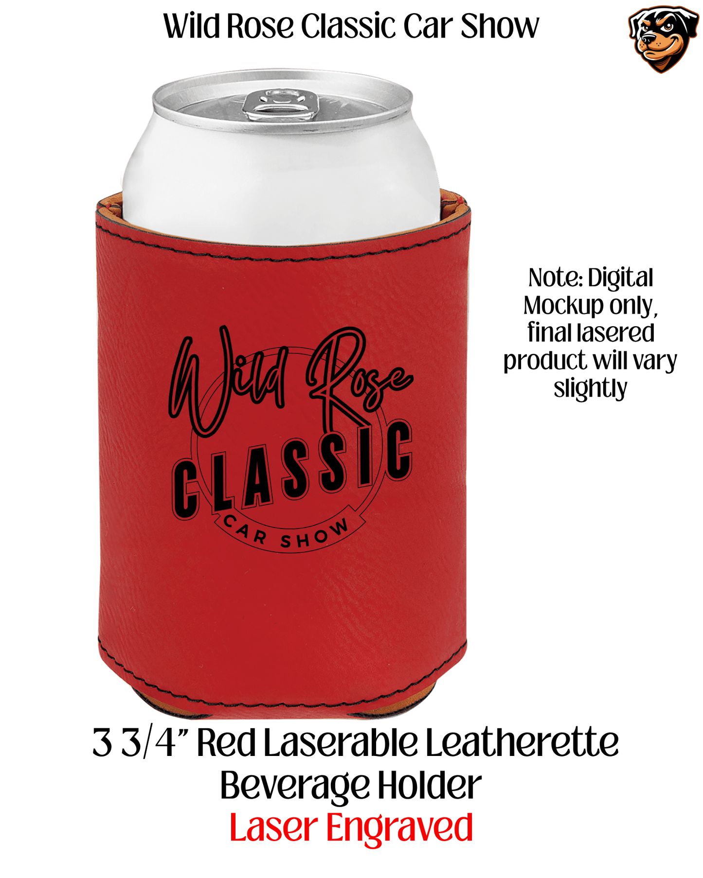 Wild Rose Classic Car Show Leatherette Koozie