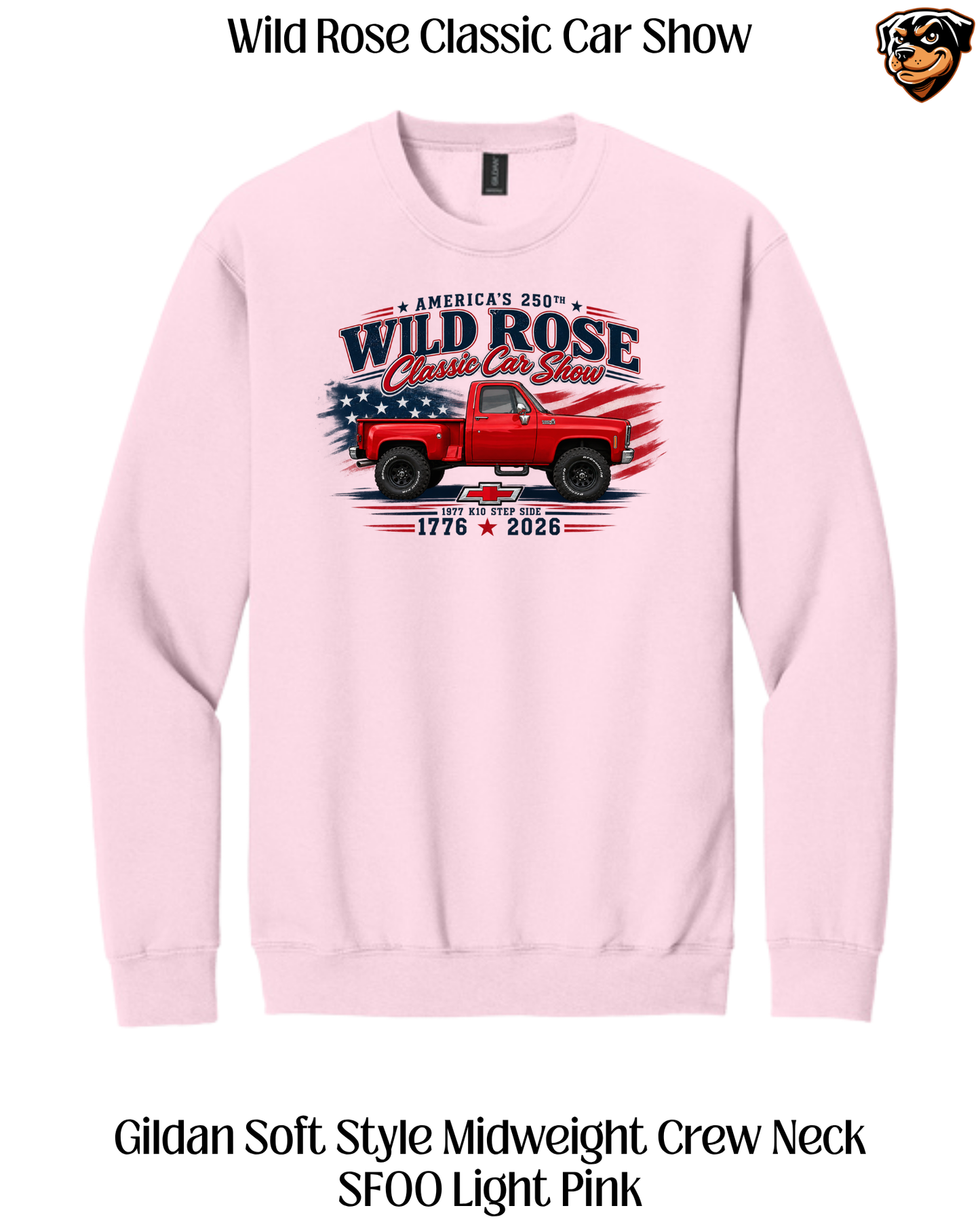 WR Classic Car Show Patriotic Pickup Crew Neck