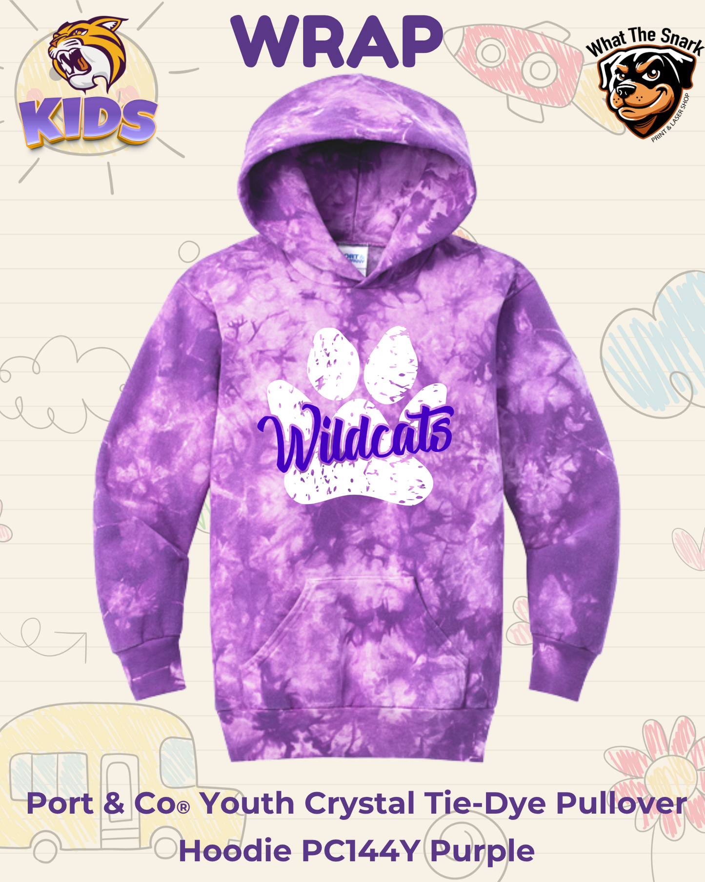 WRAP Wildcats Distressed Paw Youth Hoodie