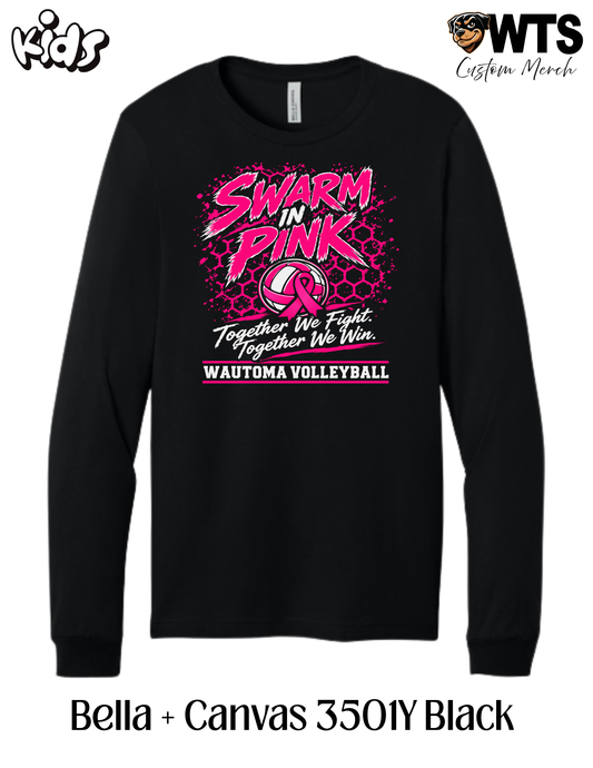 Wautoma Volleyball Pink Out Youth Long Sleeve