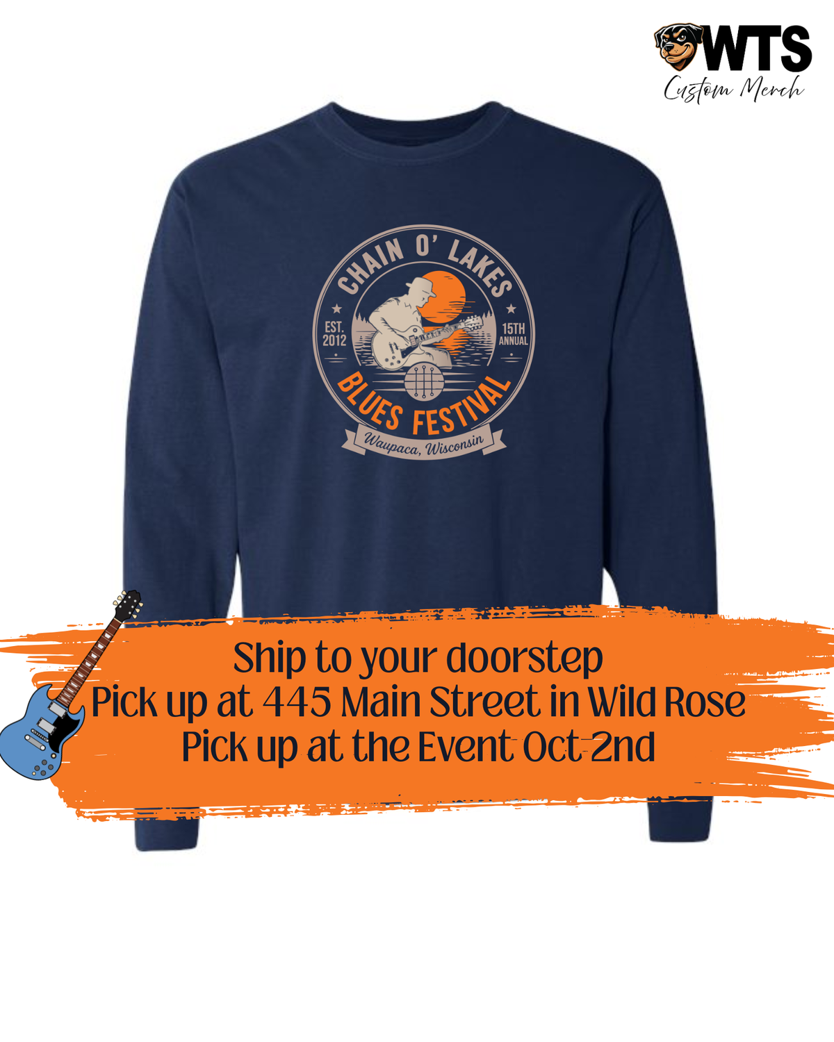 Chain O' Lakes Blues Festival '26 Navy Long Sleeve