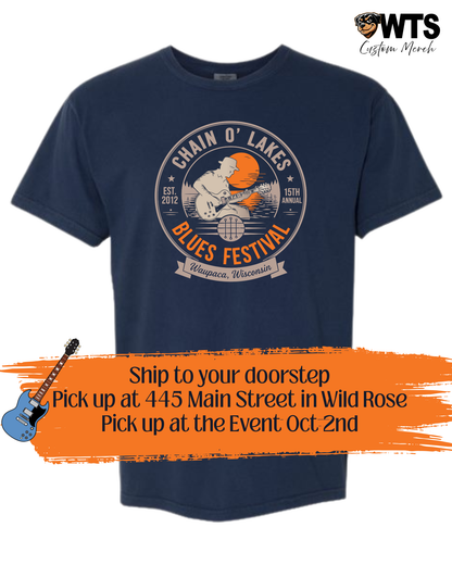 Chain O' Lakes Blues Festival '26 Navy T-Shirt