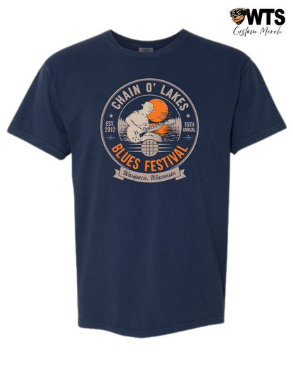 Chain O' Lakes Blues Festival '26 Navy T-Shirt