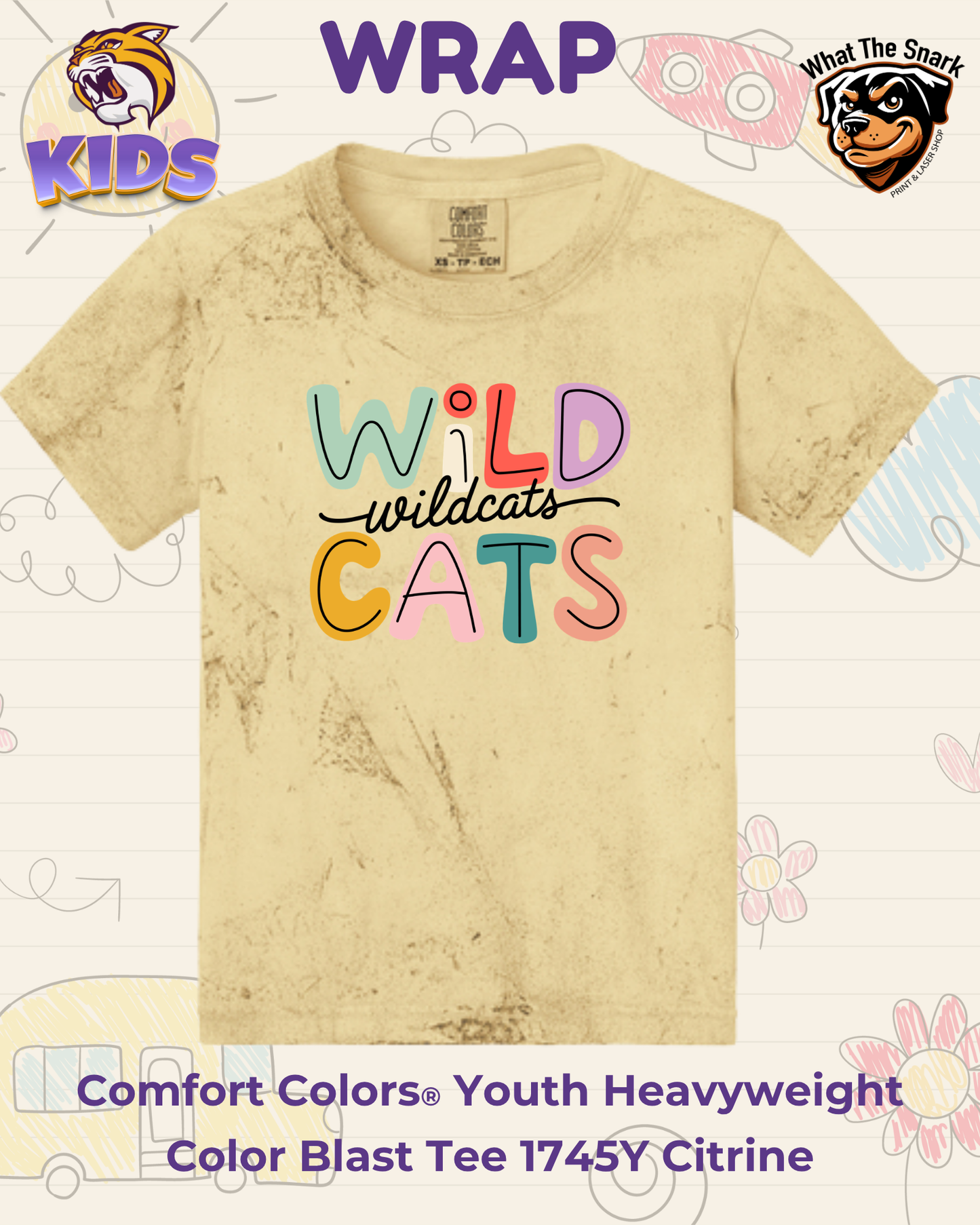 WRAP Wildcat Color Pop Block Youth Tee