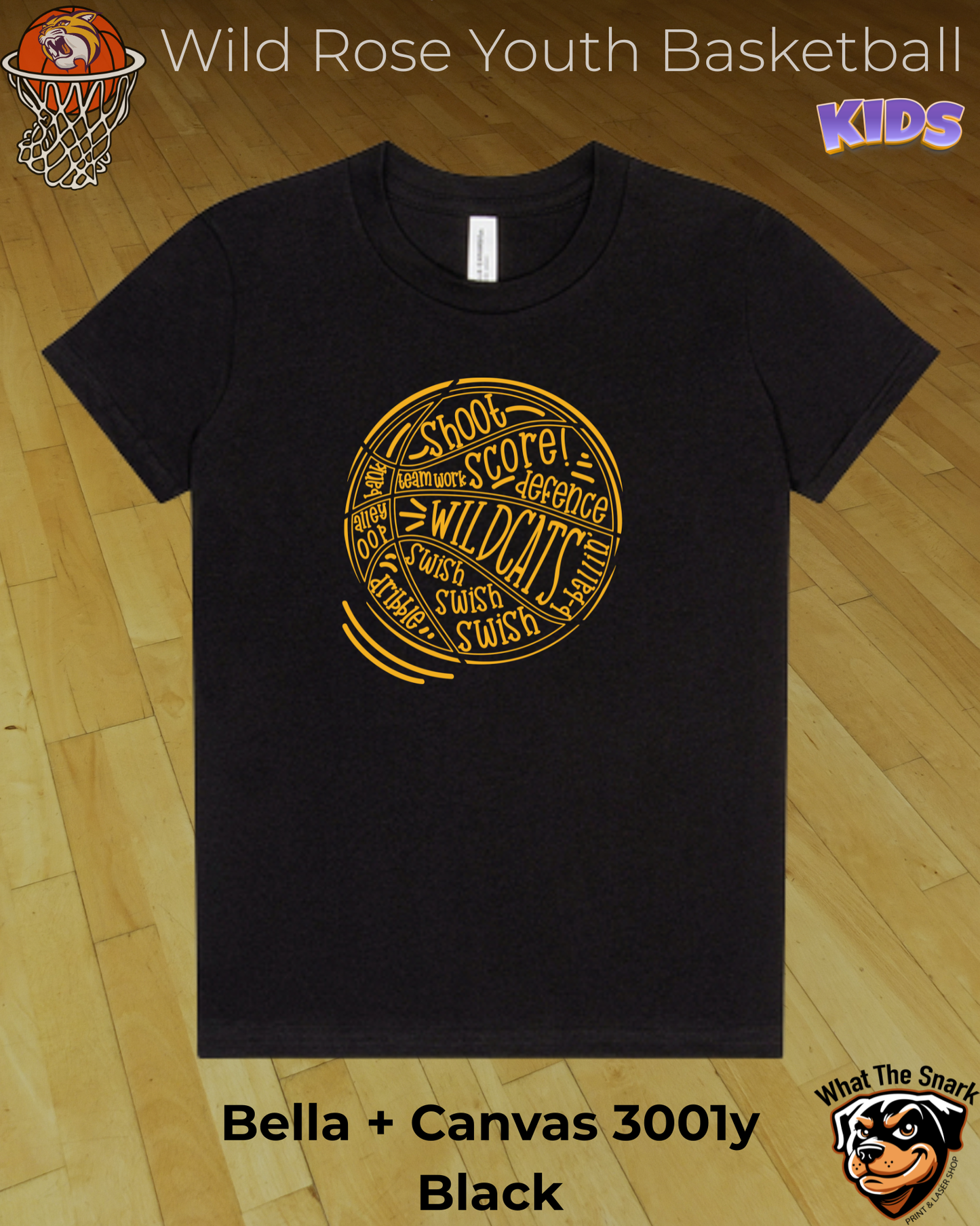 Wildcat Basketball Wordburst Youth Tee